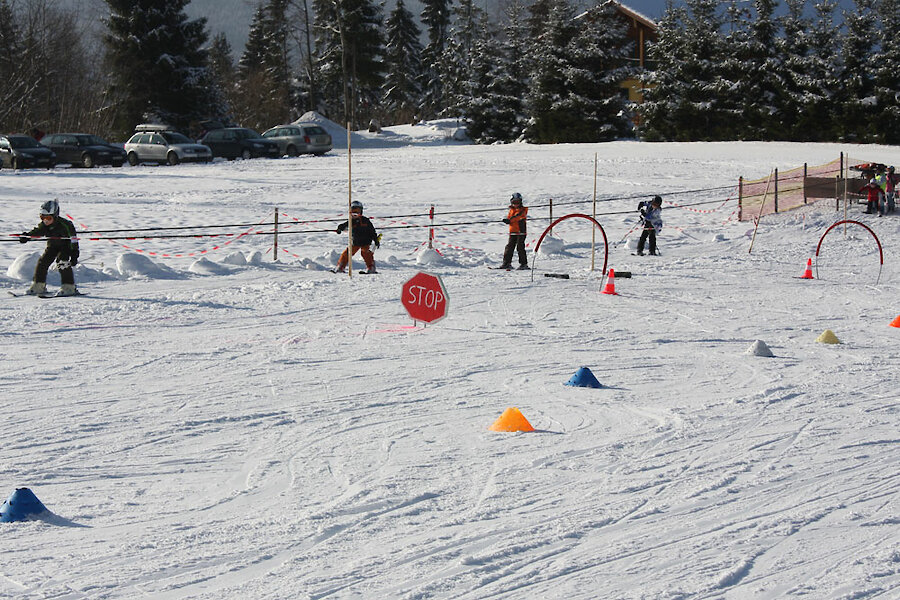 Skischule bei Bodenmais im Bayerischen Wald